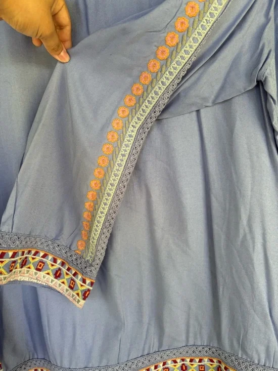 Lavender Embroidered Floral Long-Sleeve Tunic Top - Picture 10 of 10